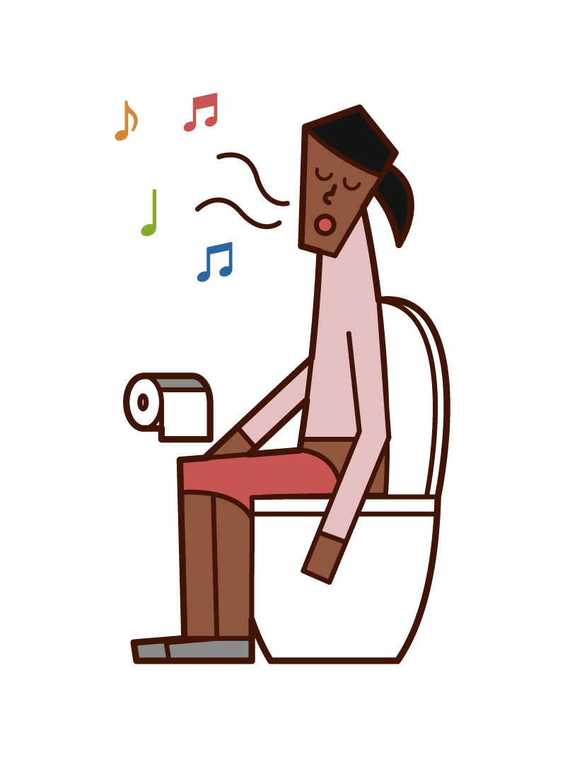 在廁所裡唱歌的人（女人）的插圖