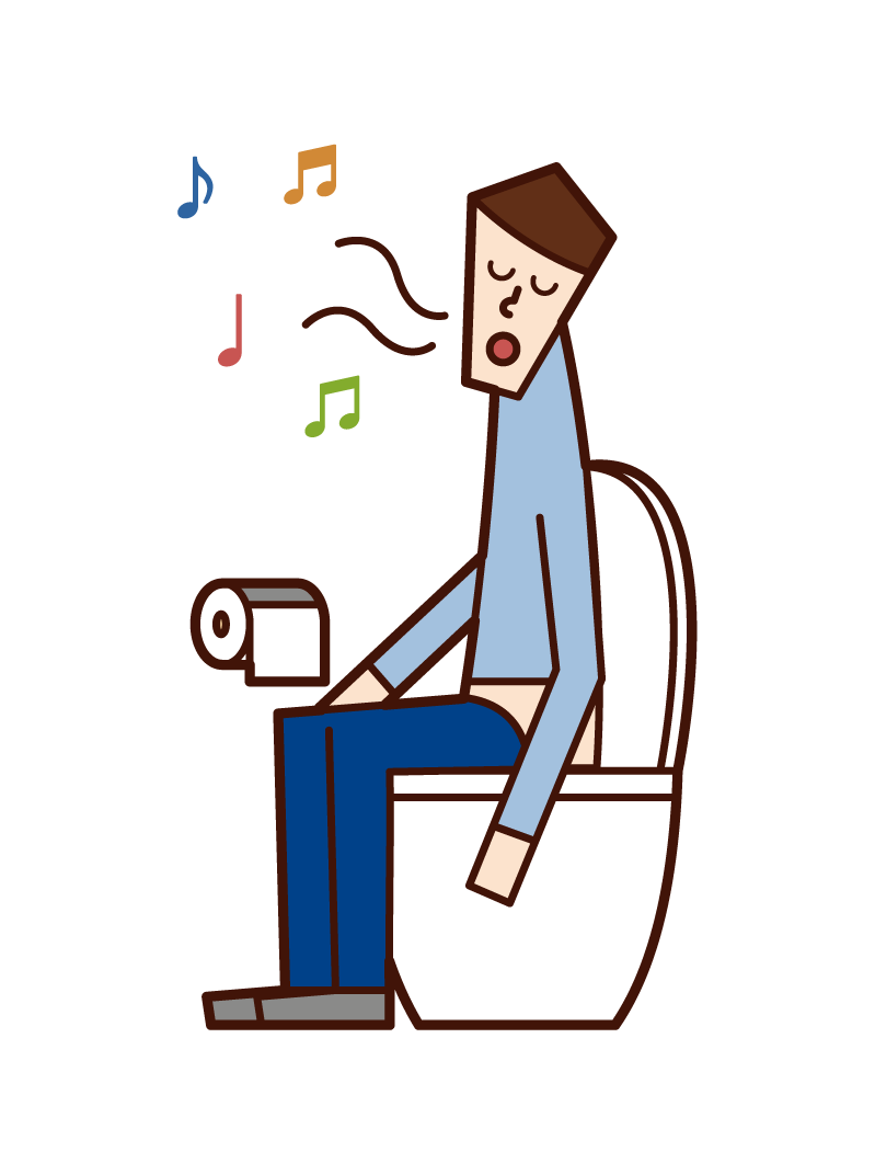 Illustration of a man singing in the toilet