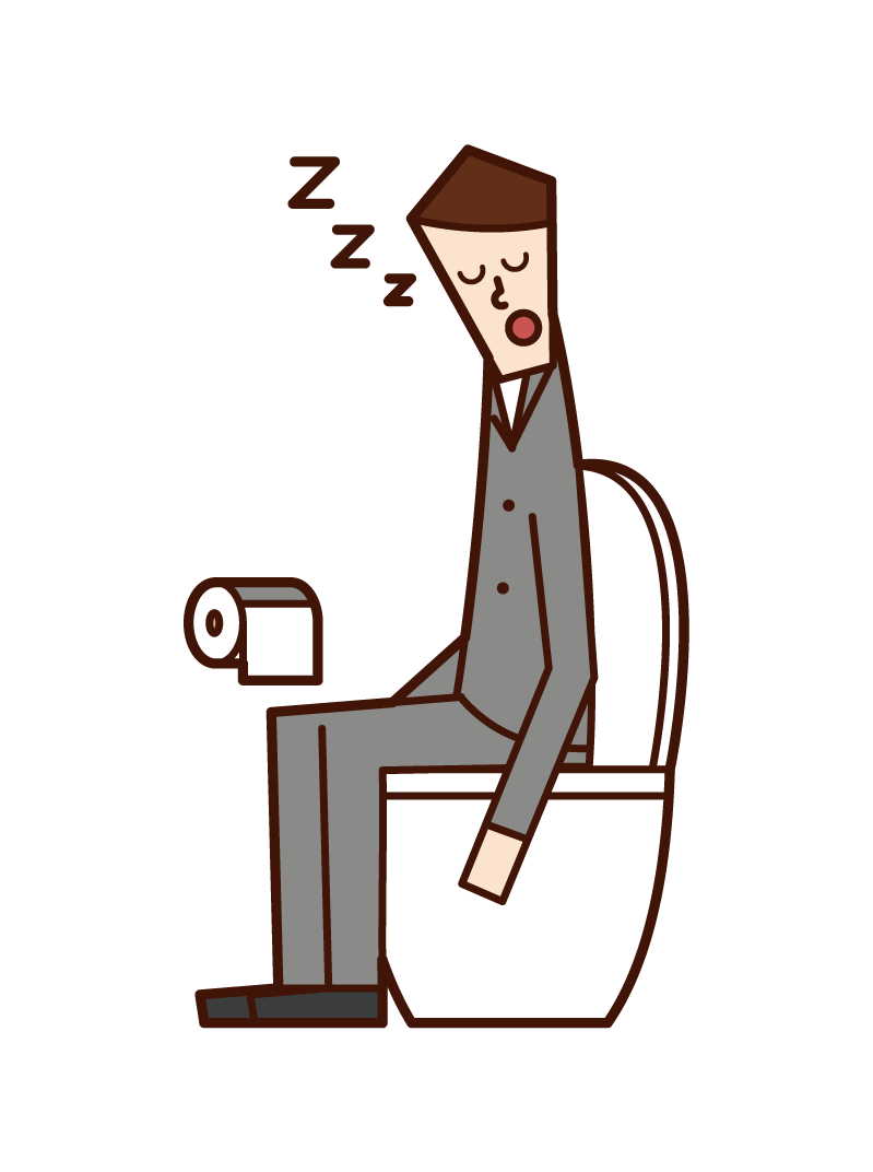 Illustration Of A Man Sleeping In A Toilet Free Illustration Materials Kukukeke