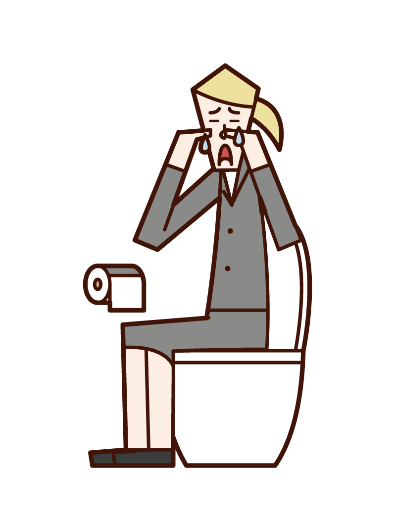 Illustration of a woman crying in the toilet