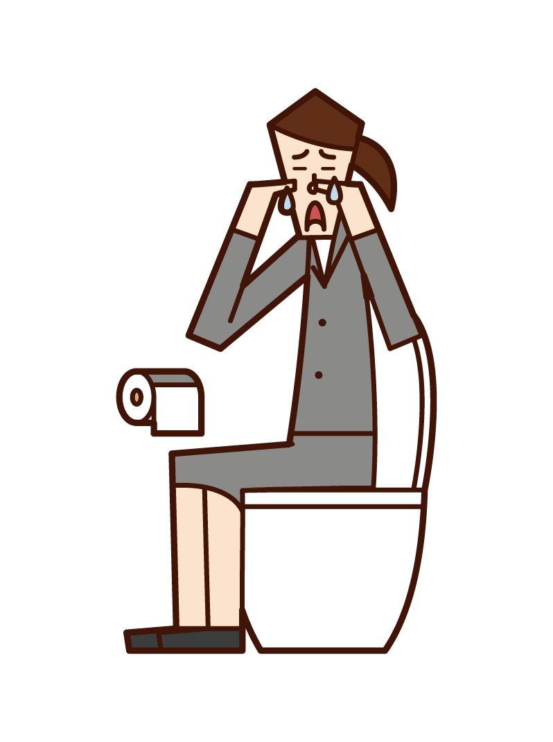 Illustration of a man smoking a cigarette in the toilet