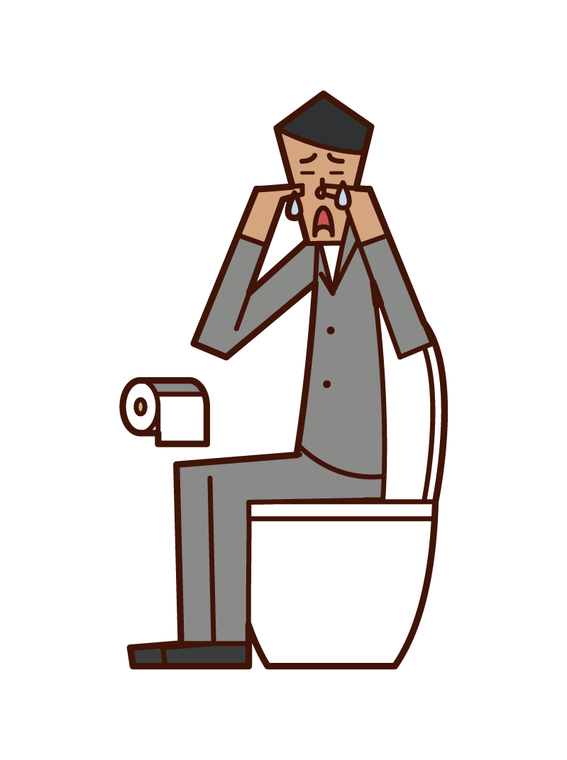 Illustration of a man crying in the toilet