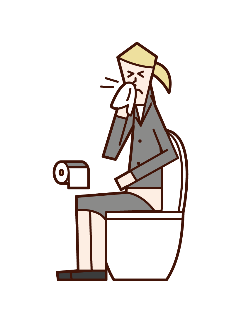 トイレで鼻をかむ人 女性 のイラスト フリーイラスト素材 Kukukeke ククケケ