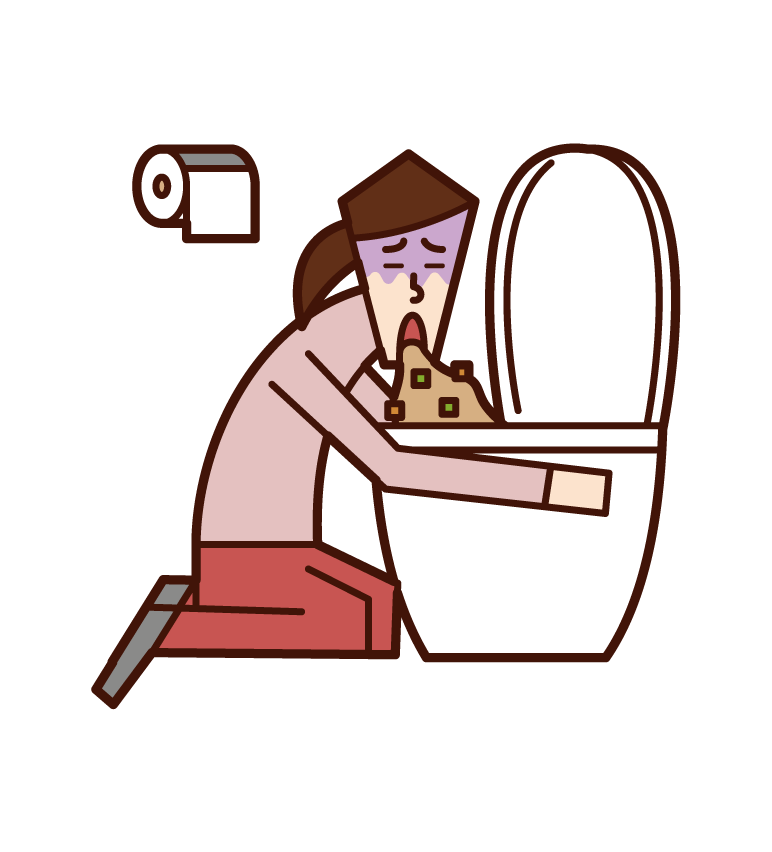 トイレで嘔吐をする人 食中毒 女性 のイラスト フリーイラスト素材集 Kukukeke