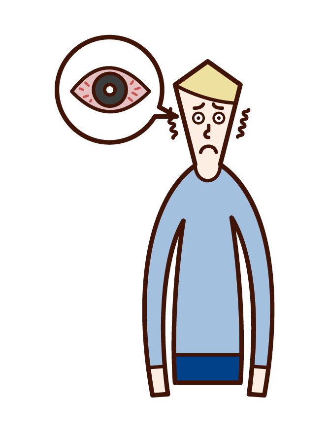 角膜炎・結膜炎・目の充血（男性）のイラスト