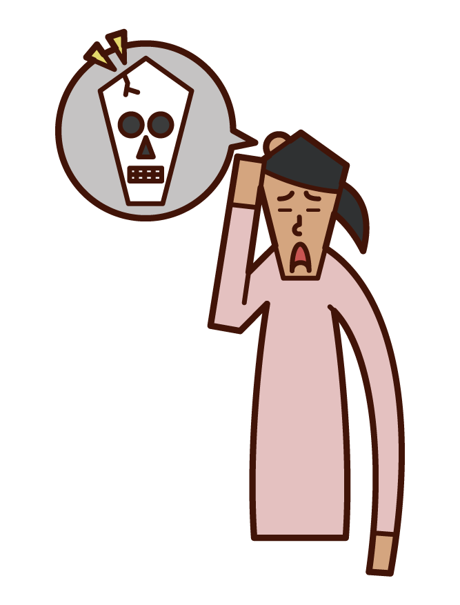 たんこぶ 頭部外傷 女性 のイラスト フリーイラスト素材 Kukukeke ククケケ