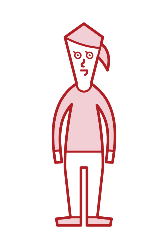 Illustration of short stature and small man's disease (woman)