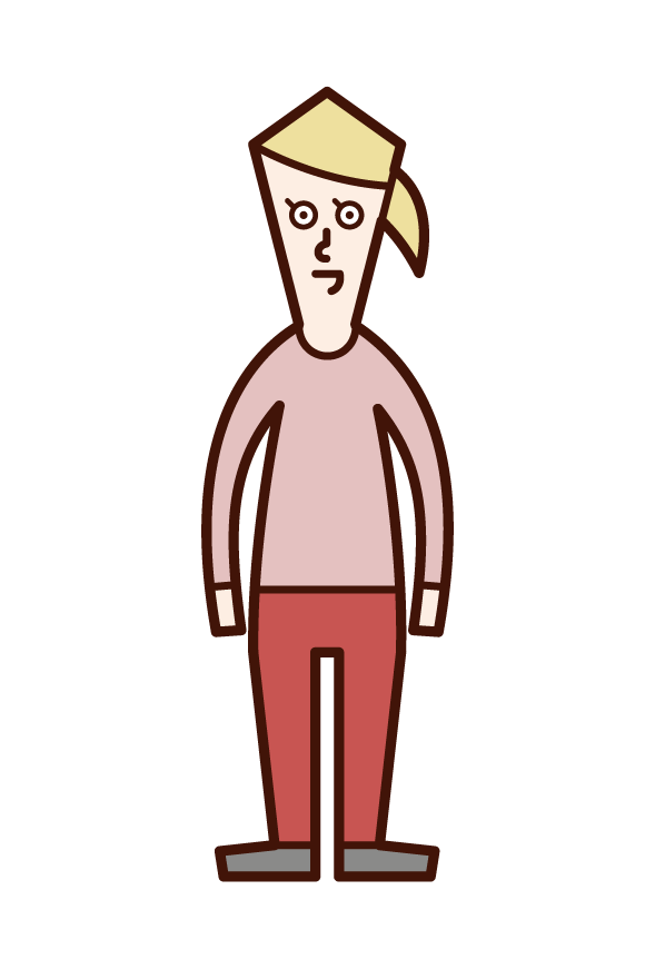 Illustration of short stature and small man's disease (woman)