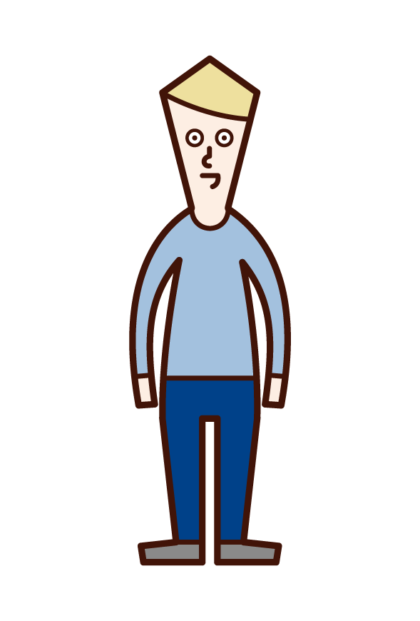 Illustration of short stature and small man's disease (man)
