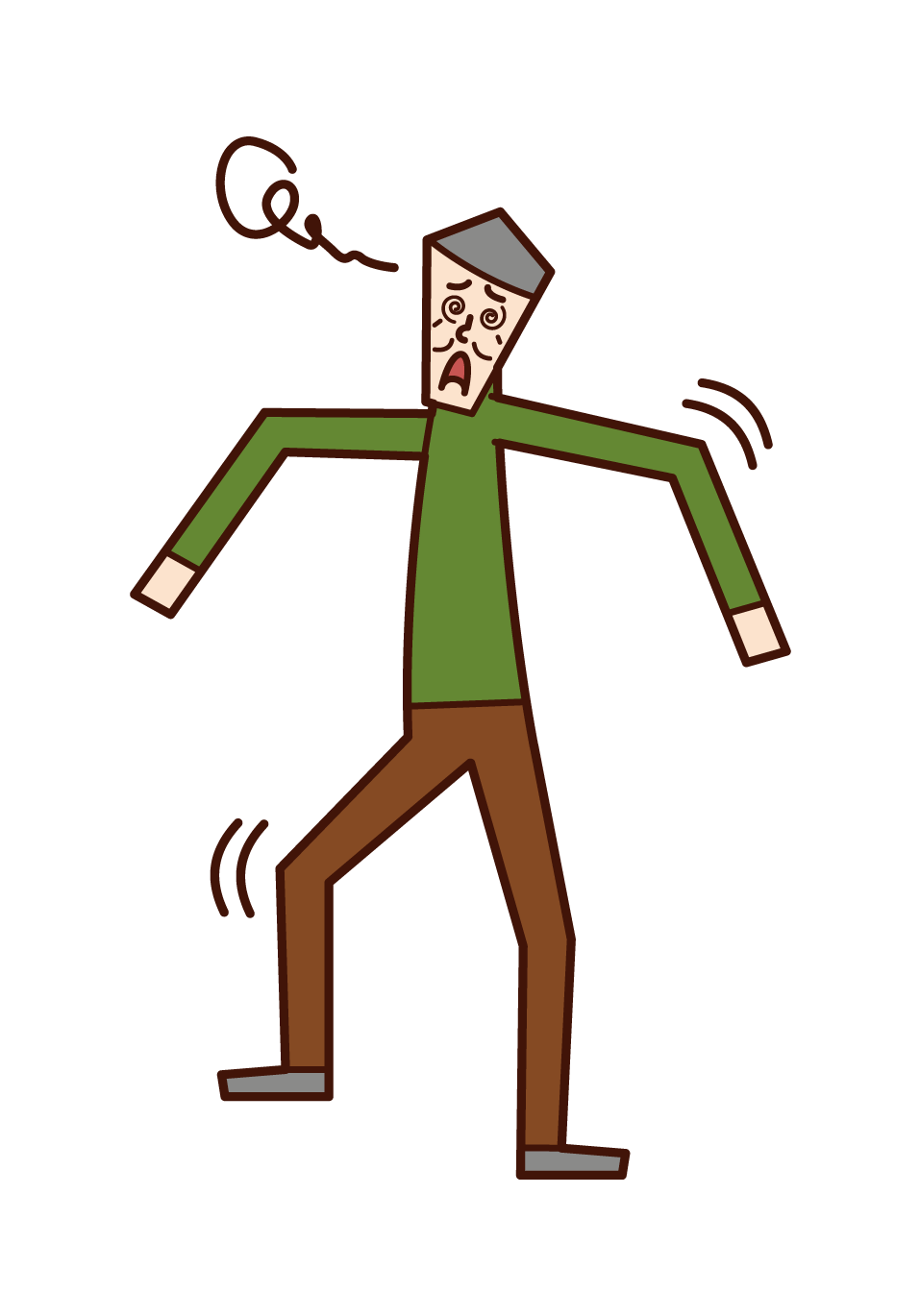 Illustration of frightened person and panic disorder (man)