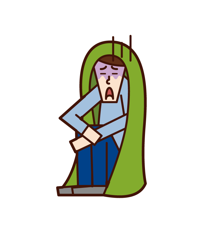 Illustration of a woman protecting herself from earthquakes