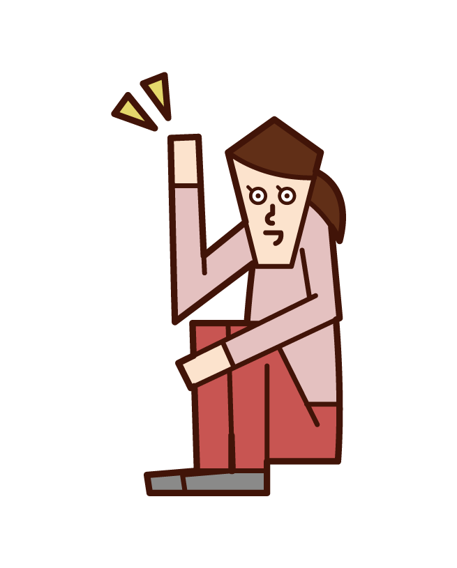 Illustration of a woman protecting herself from earthquakes