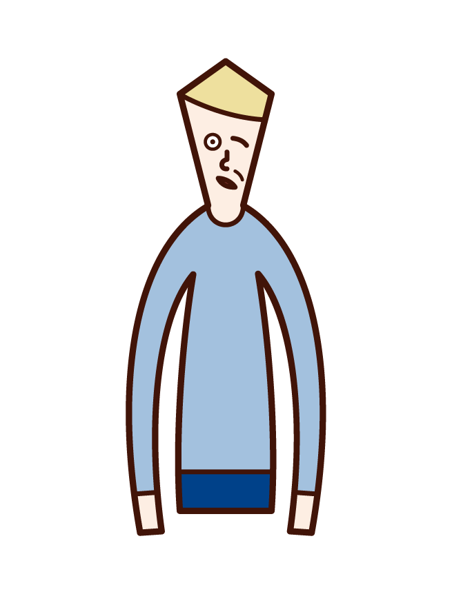 Illustration of facial nerve palsy and facial paralysis (man)