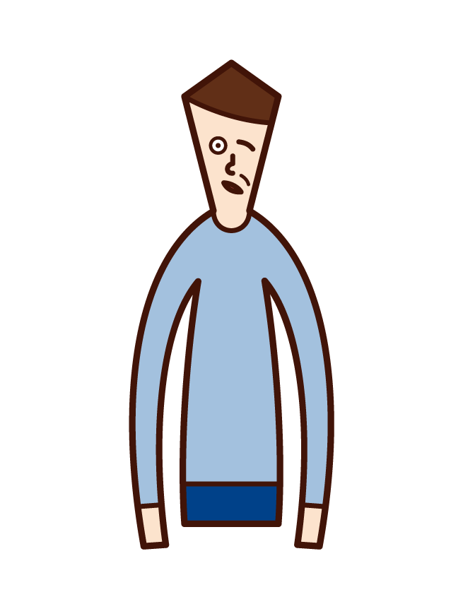 Illustration of facial nerve palsy and facial paralysis (man)