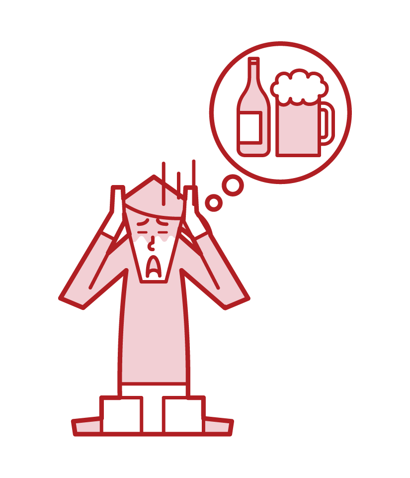 Illustration of an alcoholic (woman)