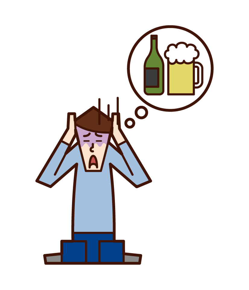 Illustration of alcoholic old man (woman)