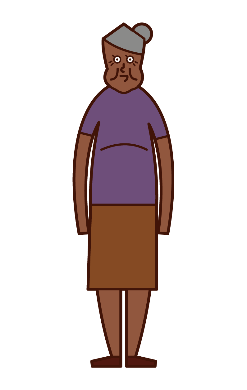 太った老人・肥満・メタボリックシンドローム（女性）のイラスト