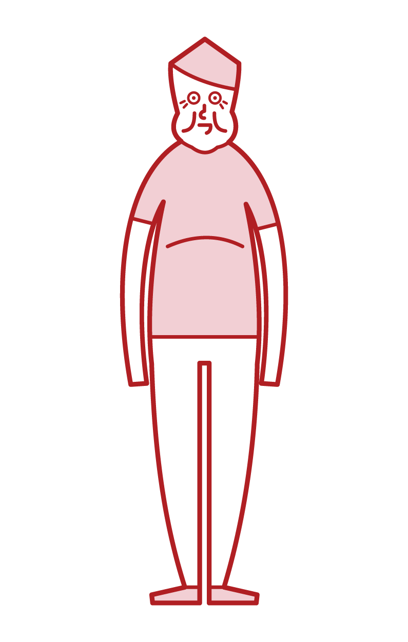 Illustration of fat old man, obese, metabolic syndrome (man)