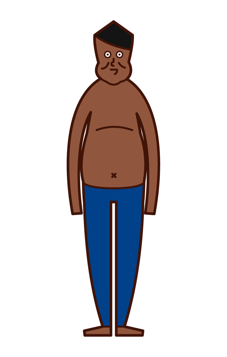 Illustration of fat person, obesity, metabolic syndrome (man)