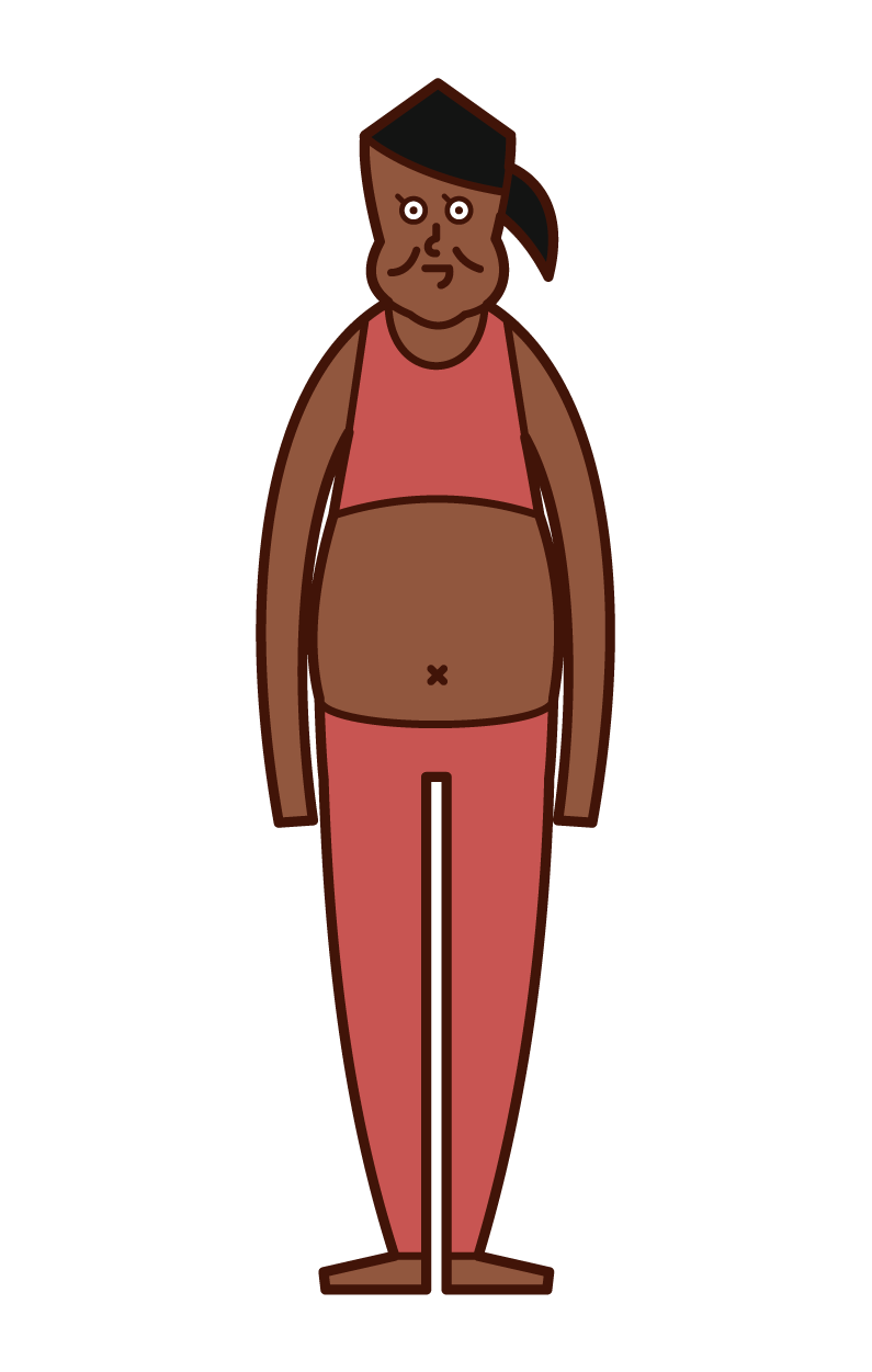 太った人・肥満・メタボリックシンドローム（女性）のイラスト