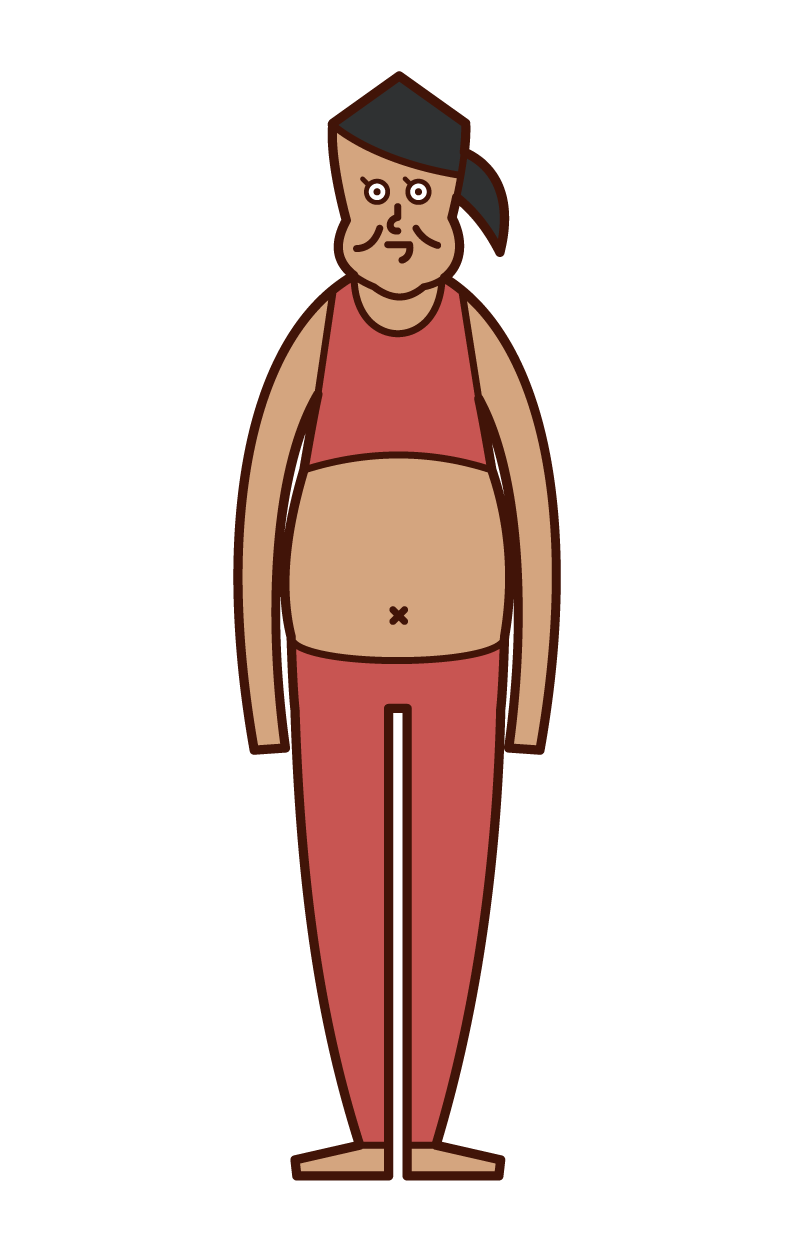 Illustration of fat person, obesity, metabolic syndrome (woman)