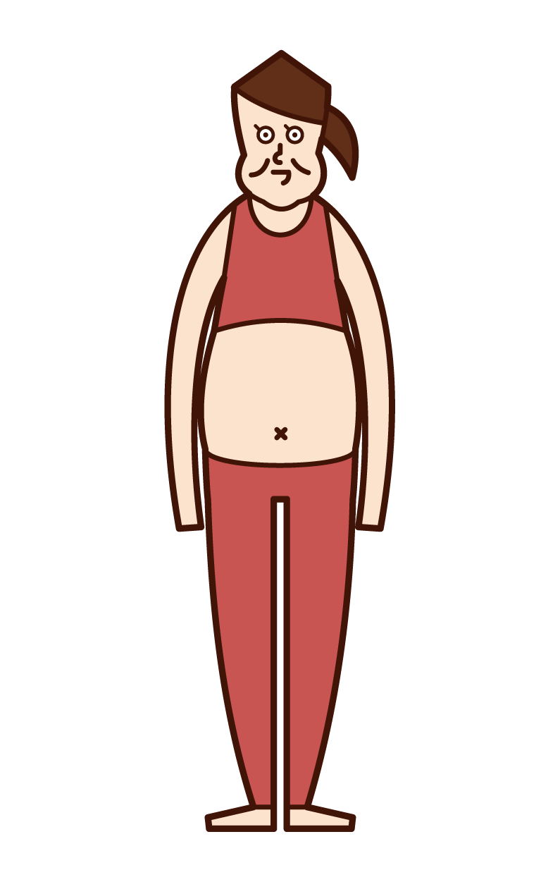 Illustration of a fat person / obese (woman) who weighs