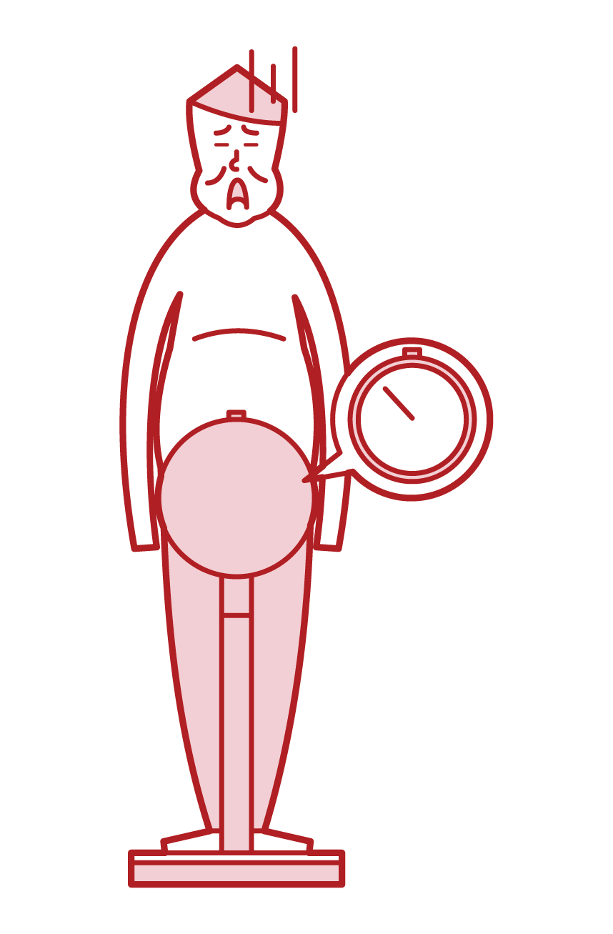 体重を計る太った人・肥満（男性）のイラスト