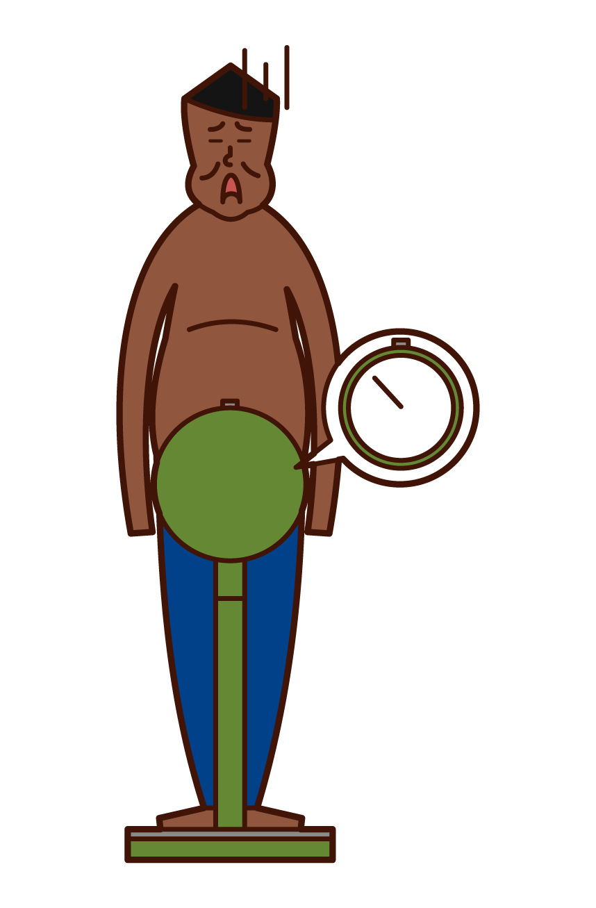 Illustration of a fat person / obese (man) who weighs