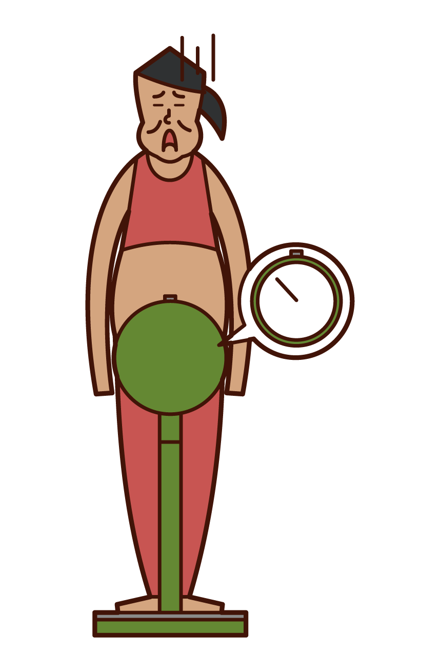 Illustration of a fat person / obese (woman) who weighs
