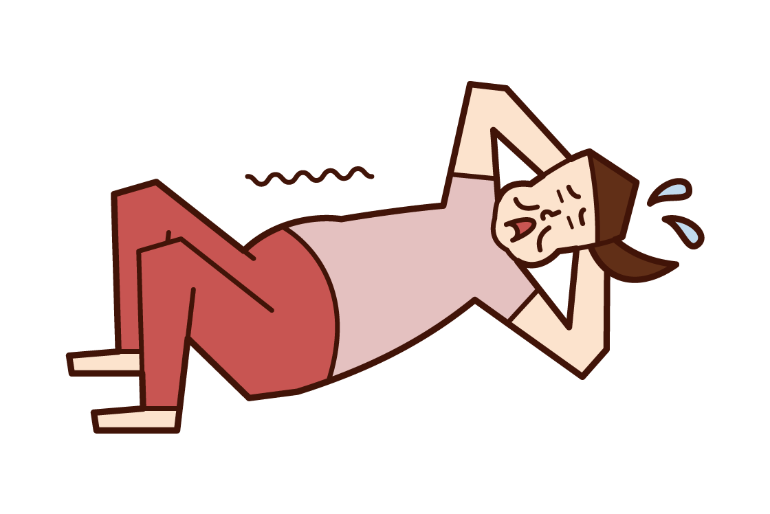 寝転ぶ太った人・肥満（女性）のイラスト