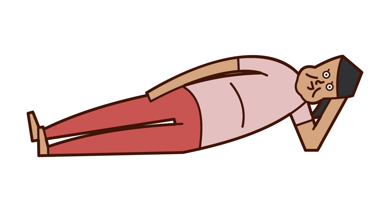Illustration of fat person/ obese (woman) lying down