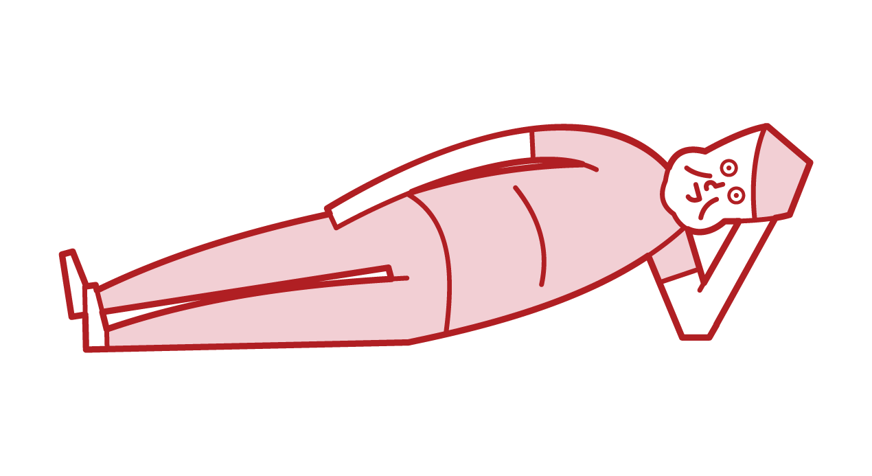 Illustration of fat person/ obese (man) lying down