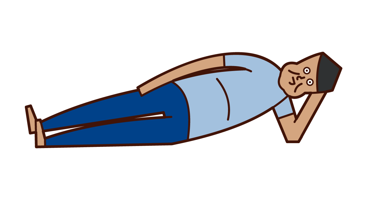 Illustration of fat person/ obese (man) lying down