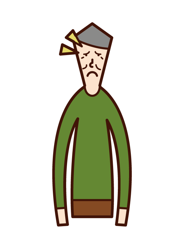 Illustration of an old man with an eye shaped pituitary gland
