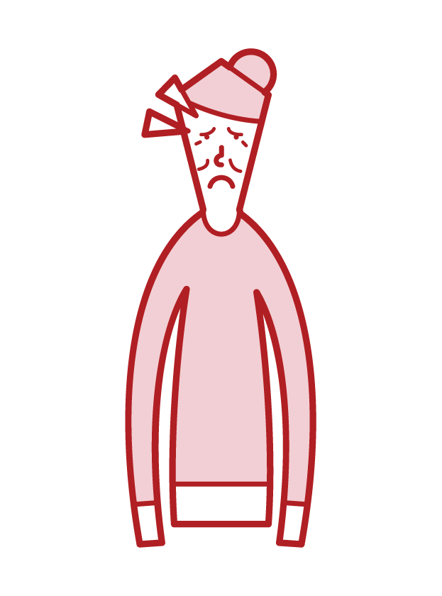 Illustration of an old man (woman) with an eye shaped pituitary gland