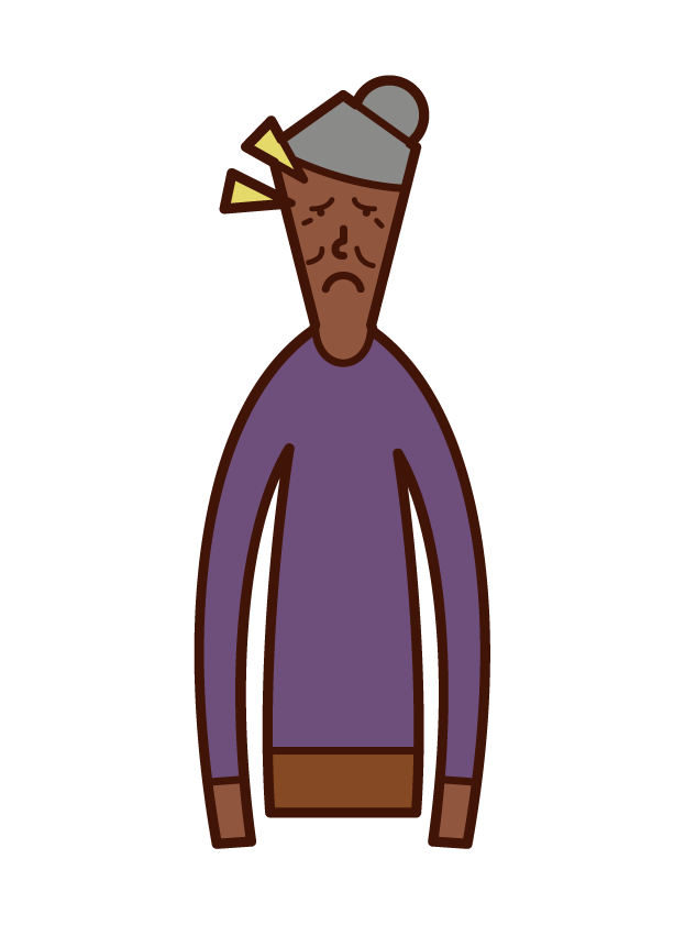 Illustration of an old man (woman) with an eye shaped pituitary gland