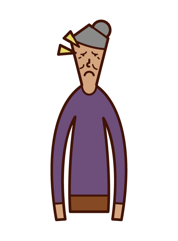 Illustration of an old man (woman) with an eye shaped pituitary gland