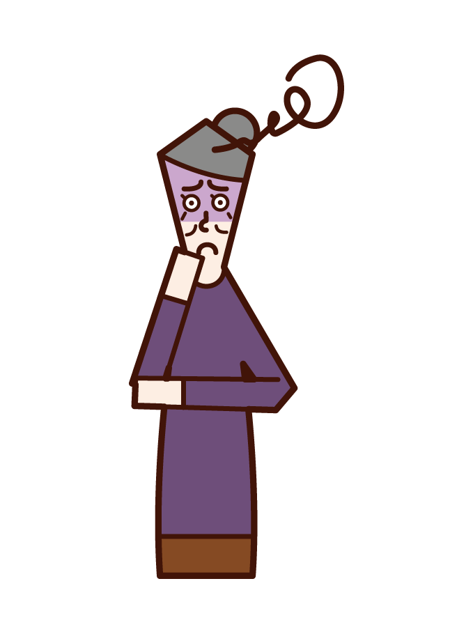 Illustration of anxious old man (woman)