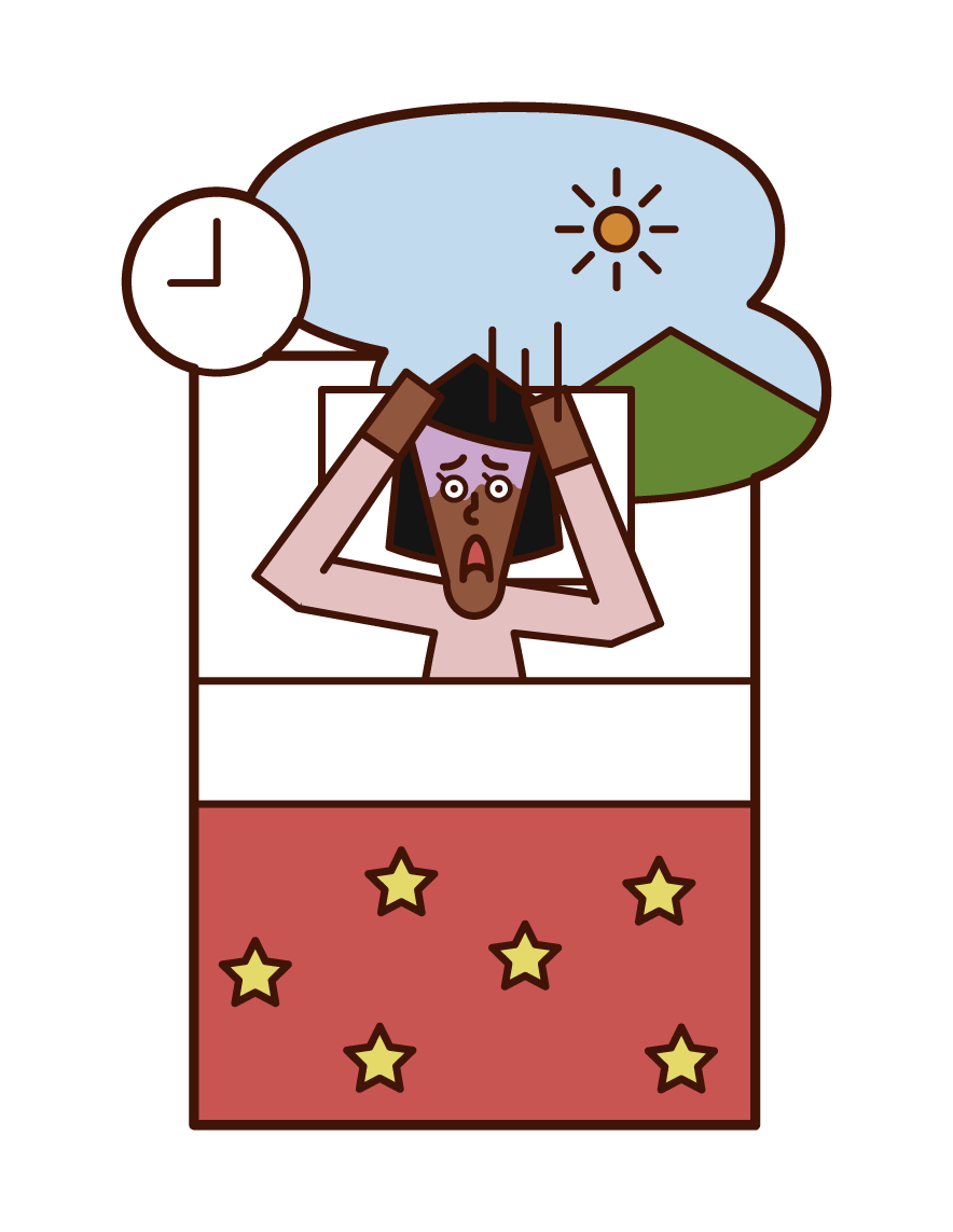 Illustration of oversleeping (woman)