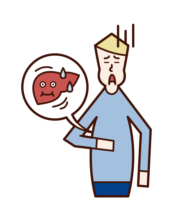Illustration of fatty liver (man)