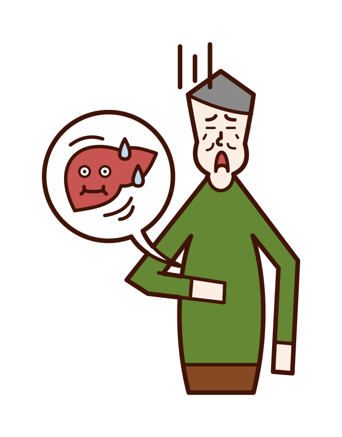 Illustration of fatty liver (man)