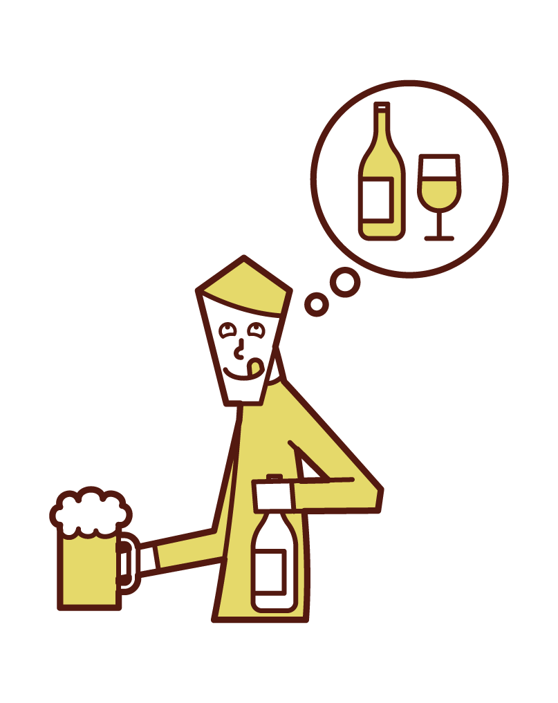 Illustration of an alcoholic (man)