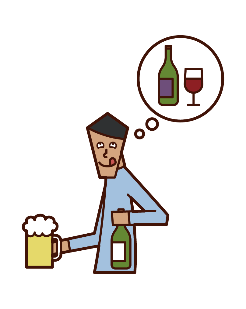 Illustration of an alcoholic (man)