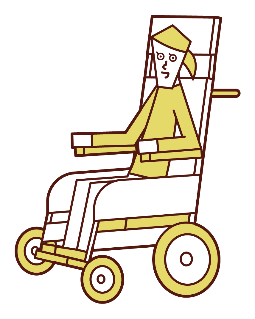 電動車椅子に乗る人（女性）のイラスト