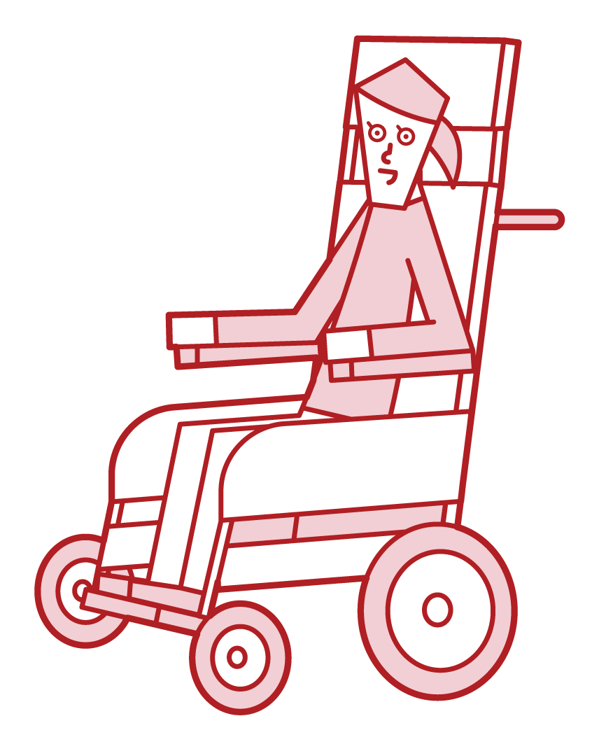 電動輪椅上的人（女性）插圖