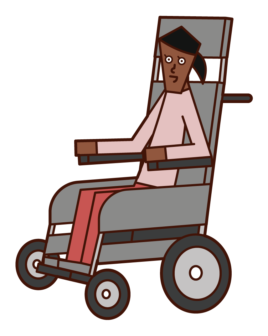 Illustration of a woman in an electric wheelchair