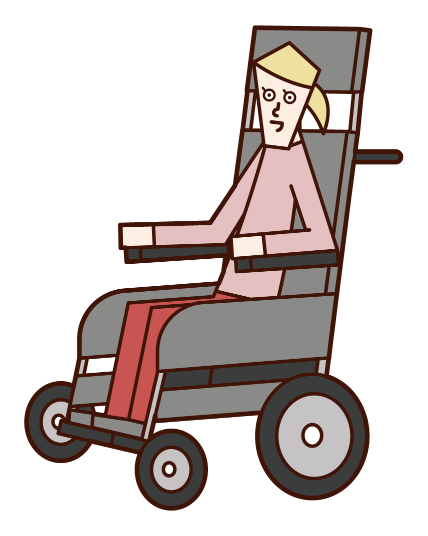 Illustration of a woman in an electric wheelchair