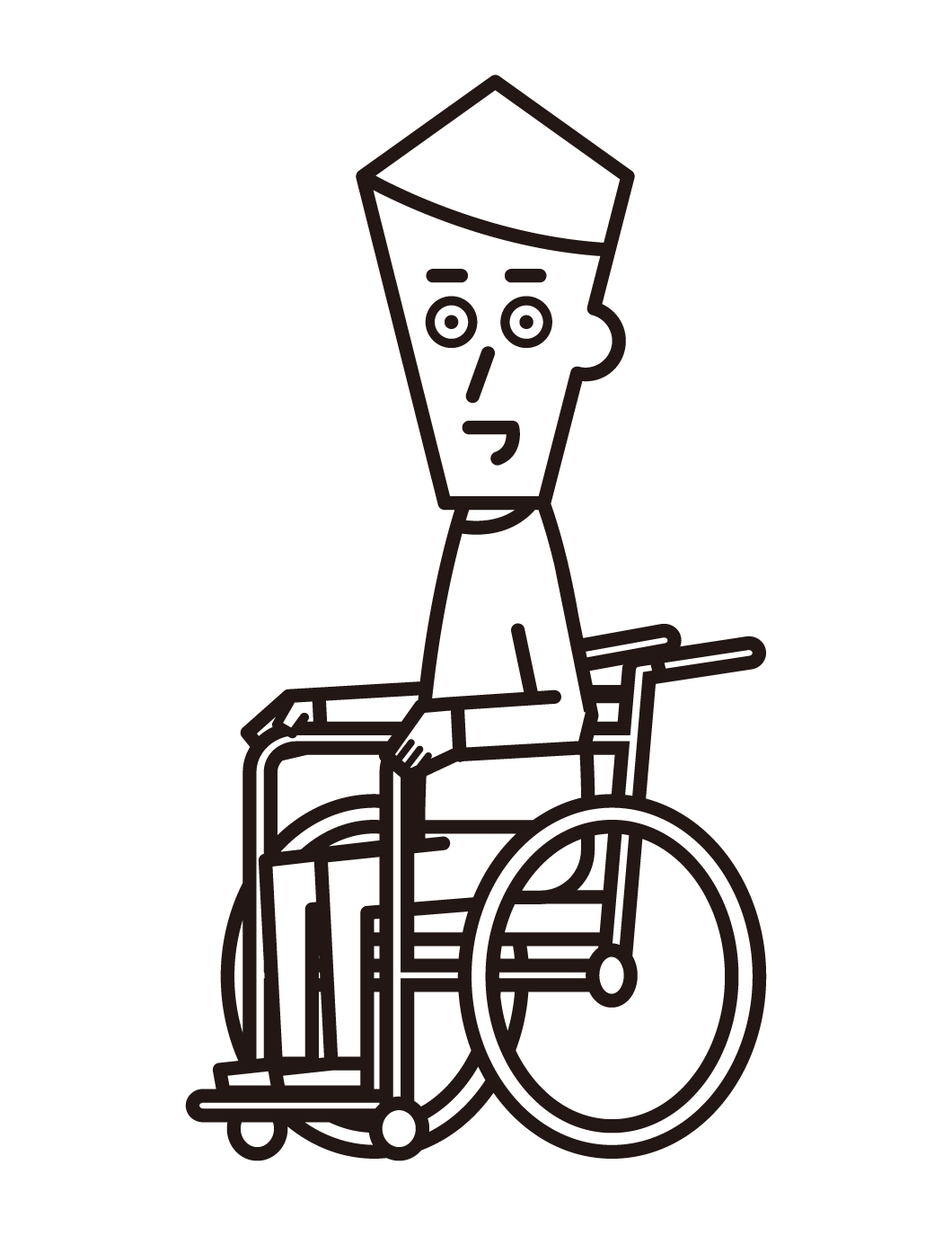 車椅子に乗る人（男性）のイラスト