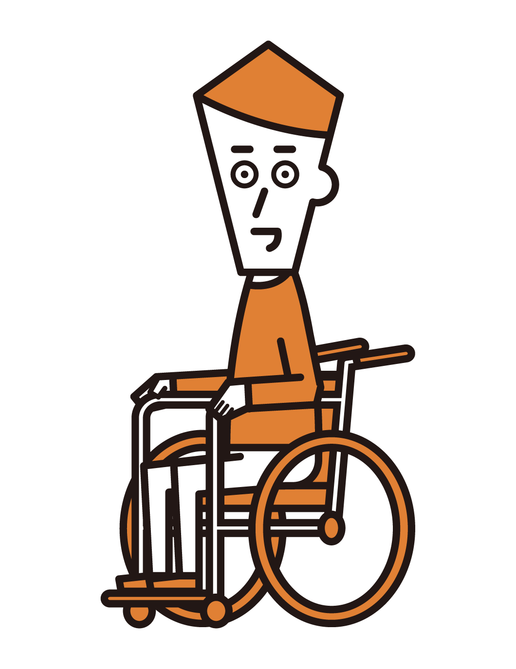 車椅子に乗る人（男性）のイラスト