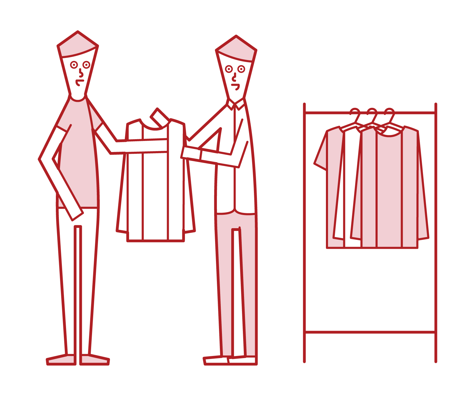 Illustration of stylist and apparel clerk (man)